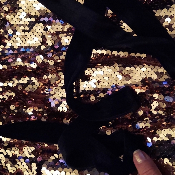 Free People NEW Tribeca Gold Sequin Mini Party Dress Size 2 - Picture 10 of 12